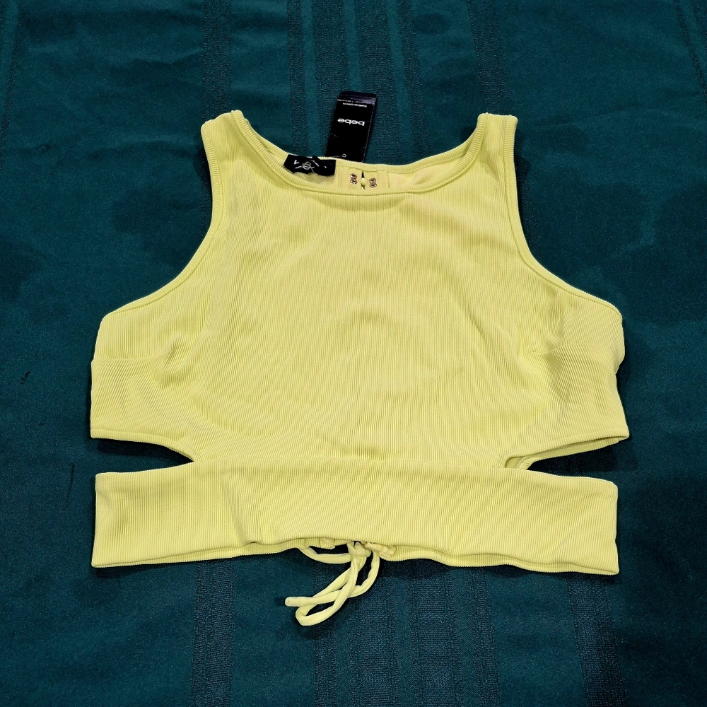*NWT* Bebe Sunny Lime Lace-Up @ back & Cut Out @ sides Cropped Top - M/L